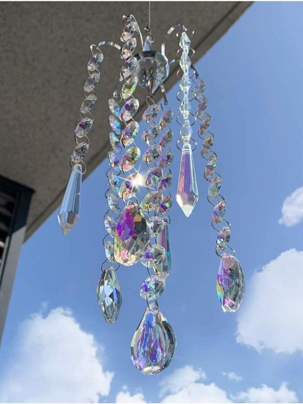 AB Coating Crystal Chandelier Wind Chime Suncatcher Pendant Home Decor